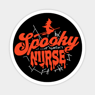 Cute Halloween Spooky Nurse Orange and Black Halloween Witch School Nurse Magnet